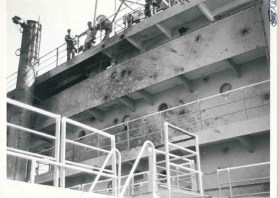 bridge of USS Liberty peppered with bullet holes after Israeli surprise attack