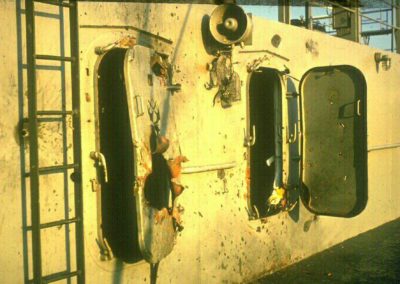 damaged hatches of USS Liberty