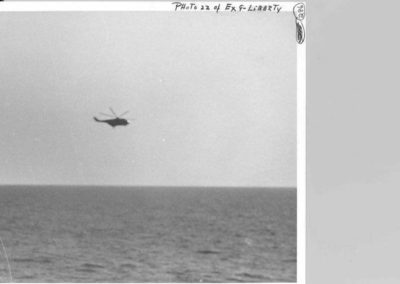 Israelli helicopter photographed from the deck of the USS Liberty during the attack