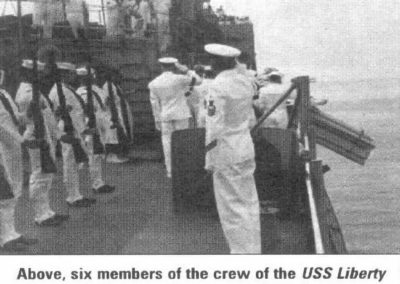 USS Liberty crew members' bodies being buried at sea